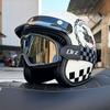 Retro Motorcycle Helmet Men's and Women's Electric Vehicle Scooter 3/4 Half Helmet