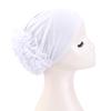 Women's Breathable Elastic Chiffon Hat with Large Flowers Solid Color Thin Bottom Cap  Islamic Head Wrap African Bandana Head