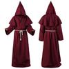 KISSOS Cosplay Costume, Long Robe, Wizard, Monk, Priest, Pastor, Halloween Costume, Party Costume, 4-Piece Set (XL, Wine Red)
