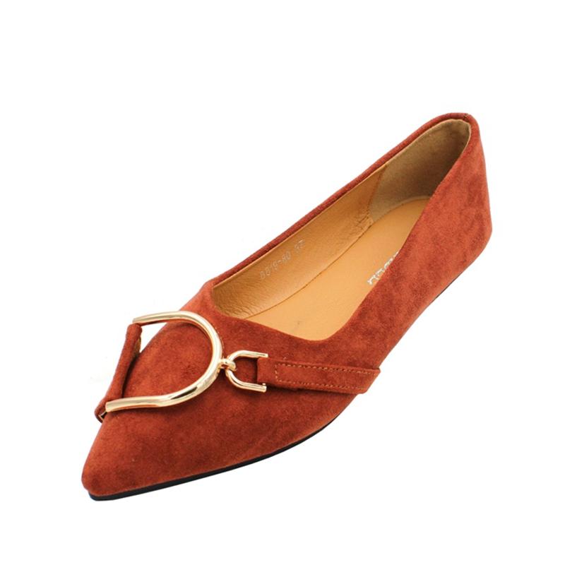 Модные балетки Женские Новые Модные Летние Осенние Новые Замшевая Поверхность Мелкий Вырез Заостренный Носок Большой Размер Женская Обувь
