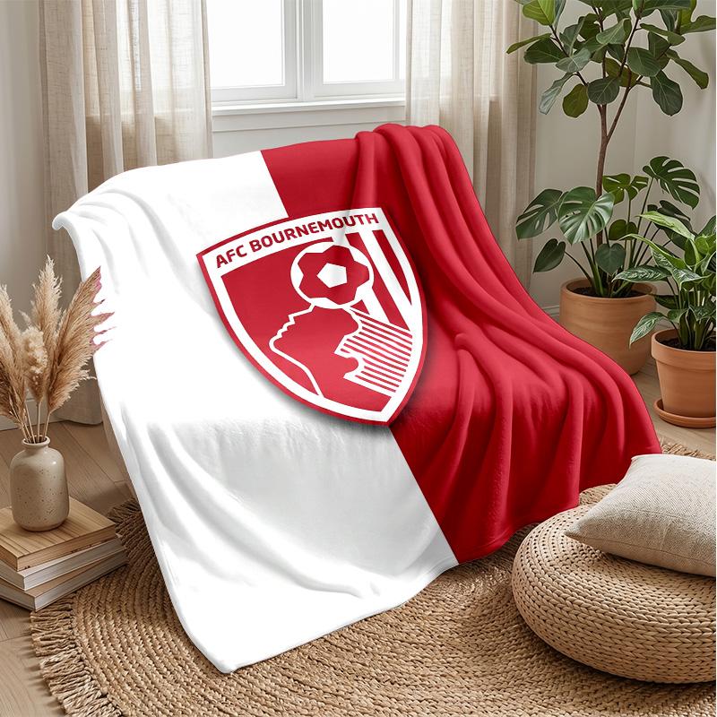 Bournemouth Football Print Flannel Blanket, Soft Warm Lightweight Throw Blanket for Sofa Bed Camping