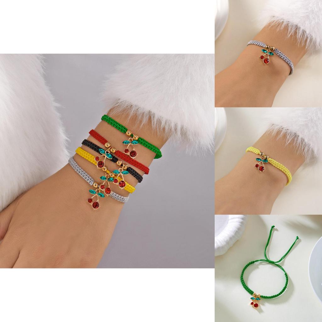 Handcrafted Woven Friendship Bracelet With Fruit Design For Teens And Casual Wear