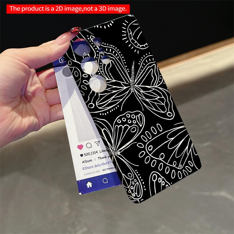 2DFlat Samsung phone case Black & White Butterfly Pattern Phone Case Applicable to Galaxy S22 S23 S24 S25ULTRA S26 A12 A13 A14 A15 A16