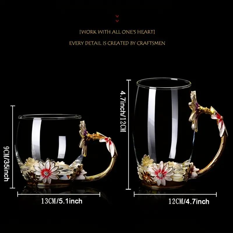 1 шт., цветочные бессвинцовые стеклянные кофейные кружки, чашка чая со стальной ложкой, лучшие подарки на день рождения для женщин, жены, мамы, друзей, матерей, День Святого Валентина