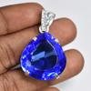 Lab Grown 55 Ct CERTIFIED Sapphire 925 Sterling Silver Blue Pear Gems Pendant MY-PD-128-NS