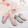 Women's Ethnic Style Embroidered Cotton Linen Shoes Spring and Summer Patchwork Flat Soft Sole Mesh Shoes