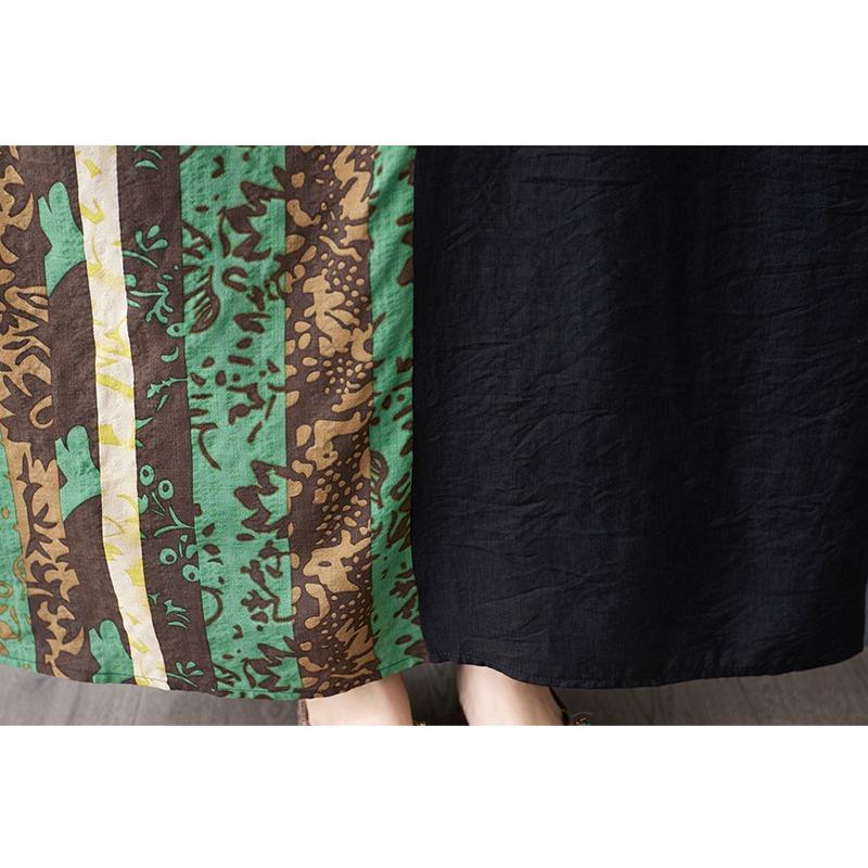 DIMANAF 2025 Женское летнее платье большого размера Базовое Винтажное Новая печать Цветочный Повседневное Оверсайз Длинное Свободное Платье