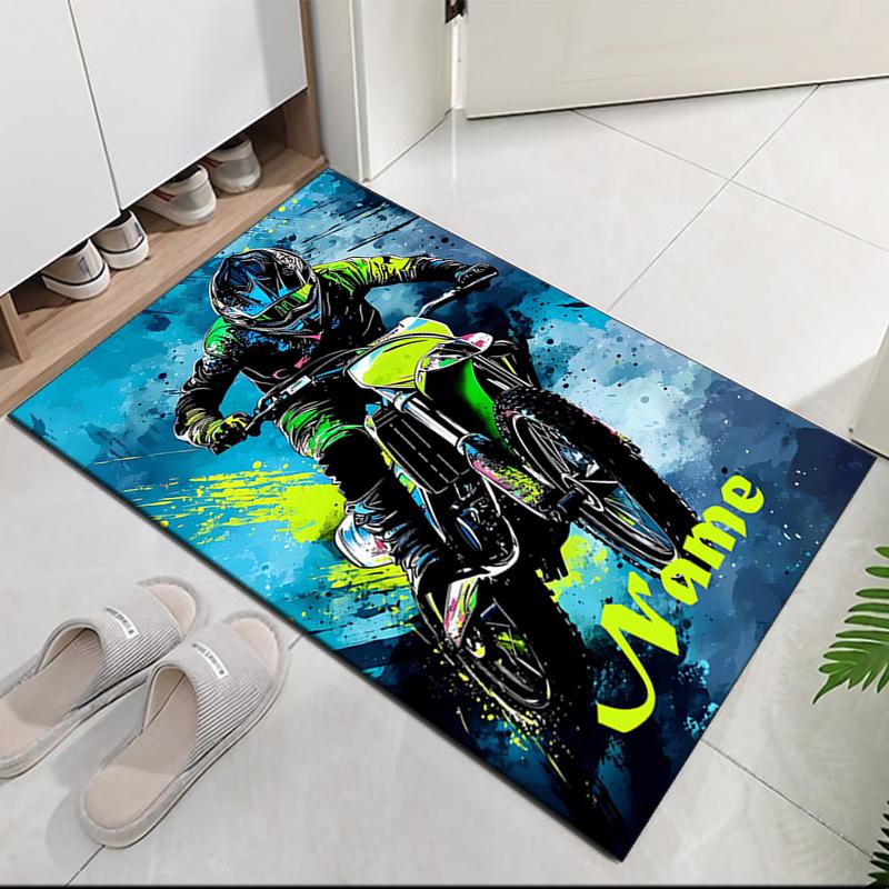 Custom Name off-road motorcycles Printed Carpet, for Office Chair Living Room Bedroom Kitchen Room Decor Gifts.