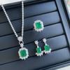 Винтажное ожерелье с подвеской из 100% стерлингового серебра 925 пробы с изумрудом и бриллиантами из высокоуглеродистого драгоценного камня, ювелирные украшения, подарки на годовщину