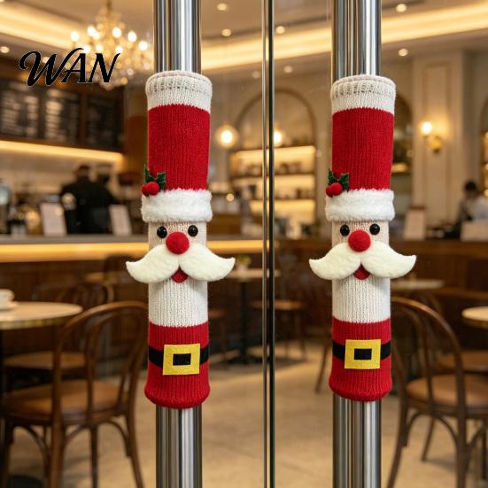 Soft Knitted Handle Sleeves Christmas Fridge Cover, Refrigerator Sleeve, Santa Snowman Elk Cute Cartoon Cover for Microwave Oven Dishwasher