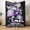 K-POP Аниме Девичья Группа  Четыре Сезона Мягкое Теплое Одеяло  Всесезонное Толстое Вязаное Полиэстеровое Покрывало для Кровати, Кемпинга, Путешествий  Идеальный Подарок