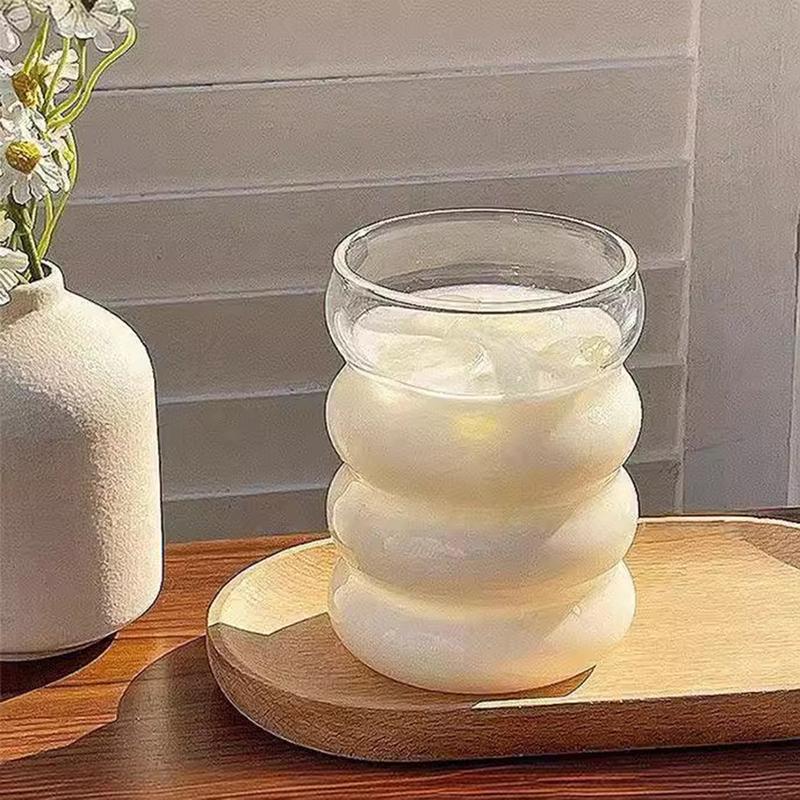 2 Pcs Glass Cups Set Drinking Glasses with Straw Creative Coffee Mug for Cocktail,Beer, Water,Soda,Tea- with Cleaning Brushe