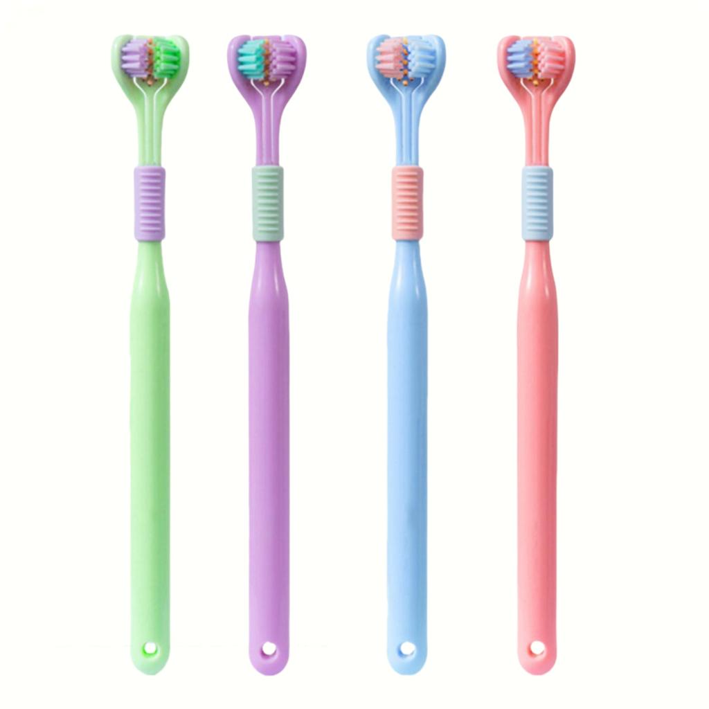 4 шт. мягкая щетина 3-сторонняя зубная щетка бережная очистка взрослых зубов щетка для полного ухода за деснами аутизм сенсорный дизайн инструмент для здоровья полости рта