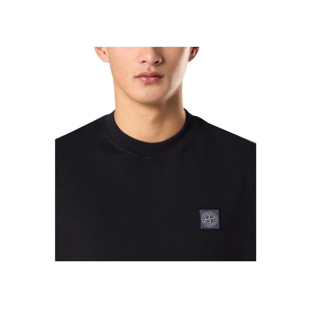 STONE ISLAND Logo Patch Slim Fit Short Sleeve T-Shirt Men Tops Black K1S152100034S0115-V0029