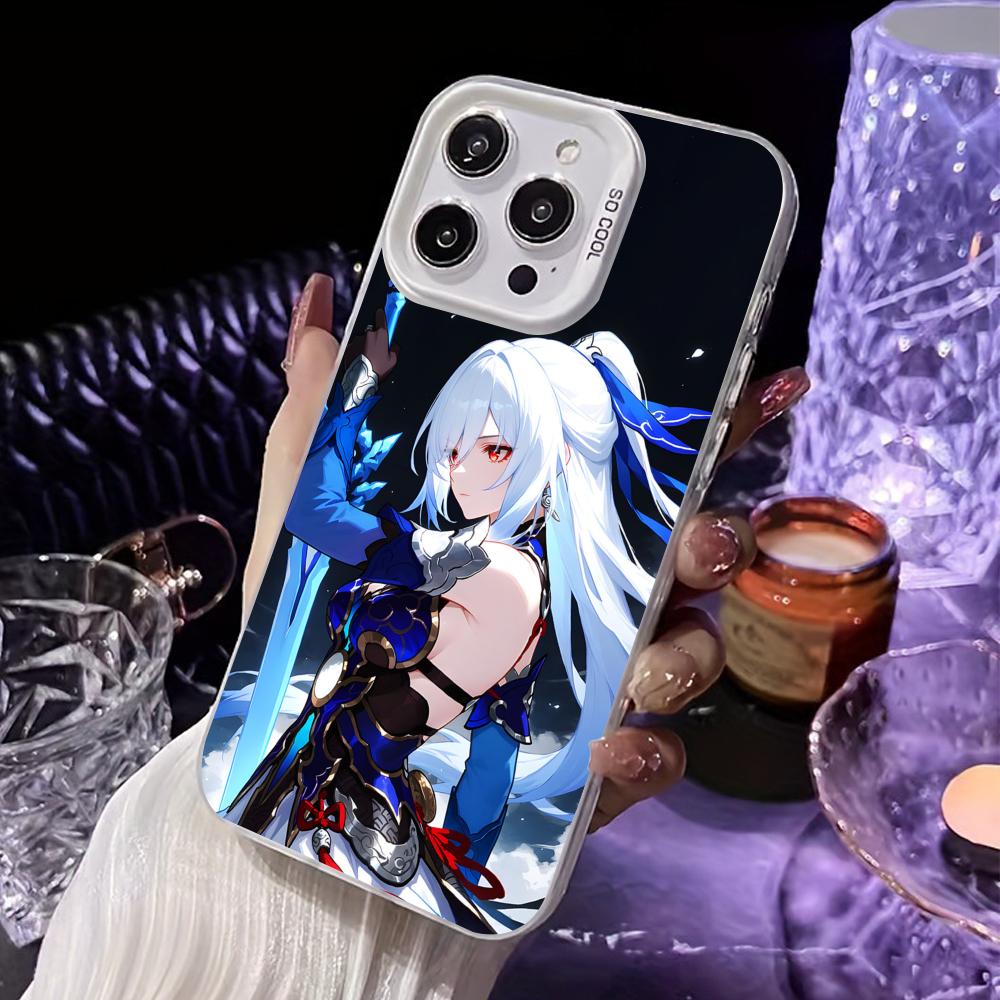 HSR Jingliu White Translucent Mobile Phone Case for iPhone 17 16 15 14 13 12 11 X XR XS Air Pro Max Plus Colorful Cover