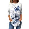Рубашки с рукавом 3/4 для женщин, милые топы, футболки с рисунком, блузки, повседневные базовые топы больших размеров, пуловеры