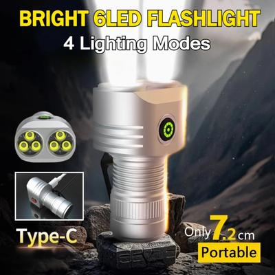 Мощный мини-фонарик с 6 светодиодами, 4 режима, портативный, маленький фонарь, кемпинг, аварийный фонарик, USB-перезаряжаемые фонари с магнитом на хвосте
