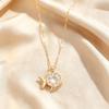 A diamond-encrusted artificial rhinestone multi-color fish pendant necklace, French elegant retro fashion, simple and trendy, versatile, suitable for
