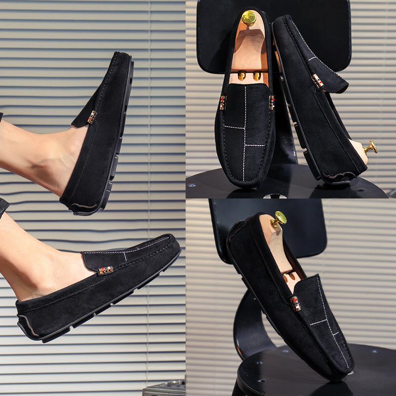 Модные мужские мокасины без застежек, повседневная мужская обувь на осень, легкие туфли на плоской подошве, мужские прогулочные туфли, замшевые кожаные мягкие мокасины для вождения