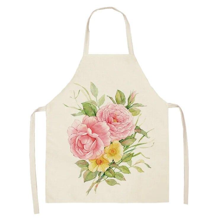 Home Decor Kitchen Dining Room Cooking Bib Aprons Linen Floral Pattern Women's Aprons