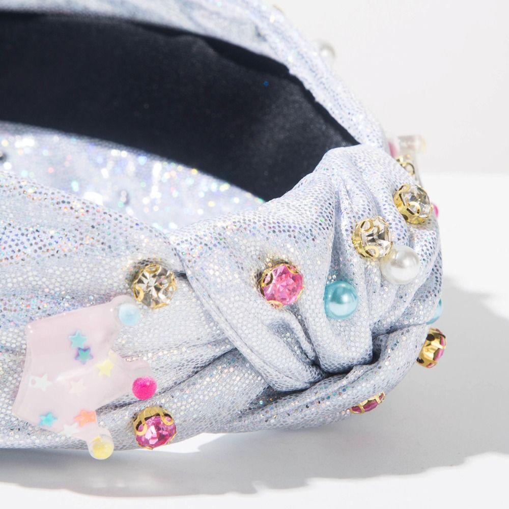 Top Knot Glitter Headbands Non-Slip Knotted Headbands Trendy Sequins Headbands  Hair Accessories