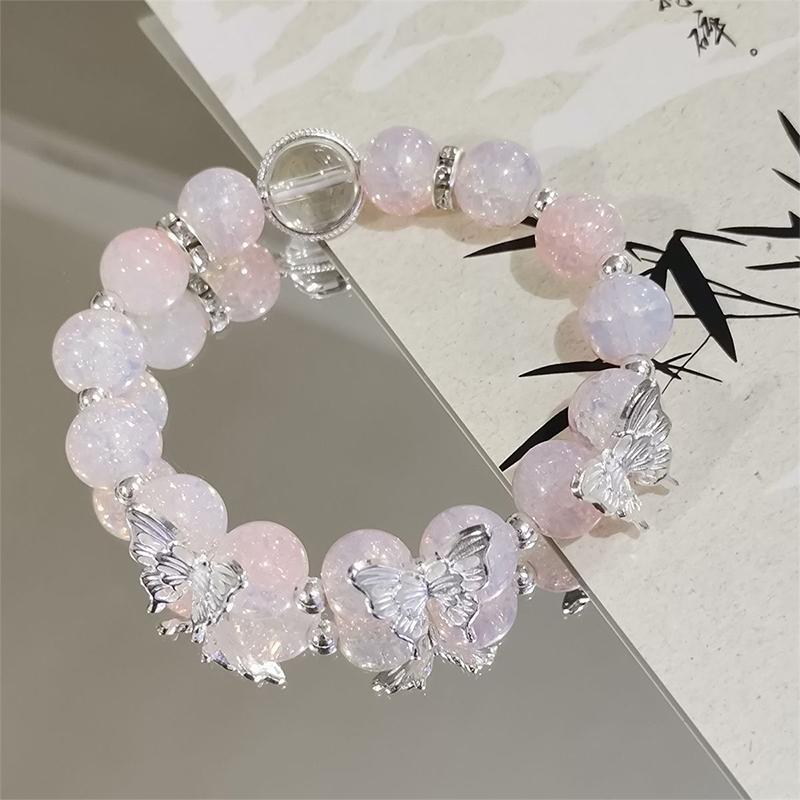 Корейский сладкий браслет из бусин с подвеской в виде бабочки, браслет из бисера, браслет с подвесками, ювелирные изделия для девочек, аксессуары для вечеринок