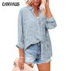 Spring and Autumn Women's V-neck Long Sleeve Blouse Tops Solid Colo Lapel Shirt Solid Color