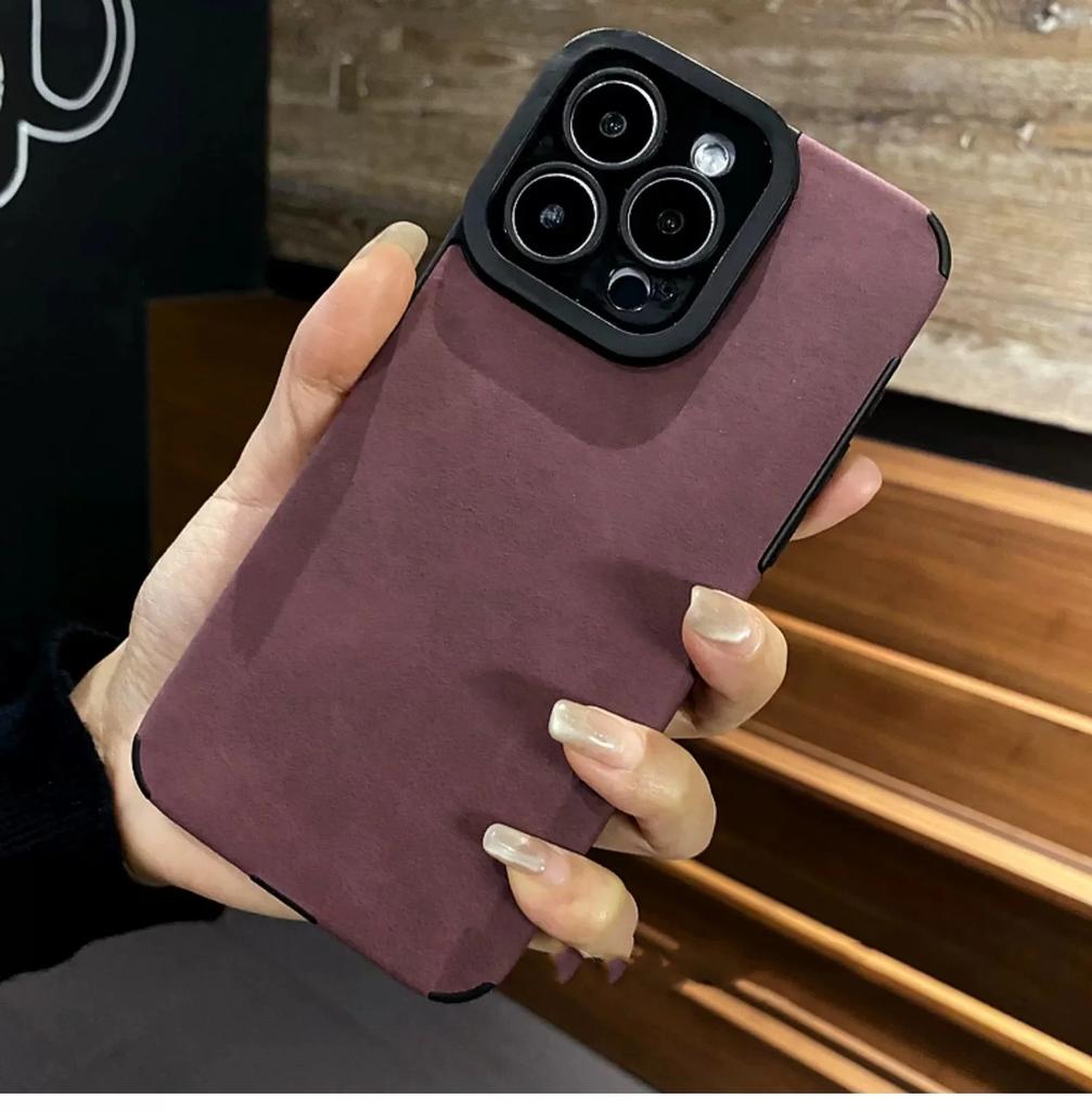 Luxury Matte Soft Leather Phone Case For 16 15 14 Plus 13 12 11 Pro Max 17Air Lens Protection Shockproof Silicone Cover