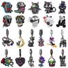 Оригинальные медные кошка, динозавр, скорпион, ведьма, череп, черные бусины, шармы для браслета Пандора, ювелирные изделия, подарок на Хэллоуин