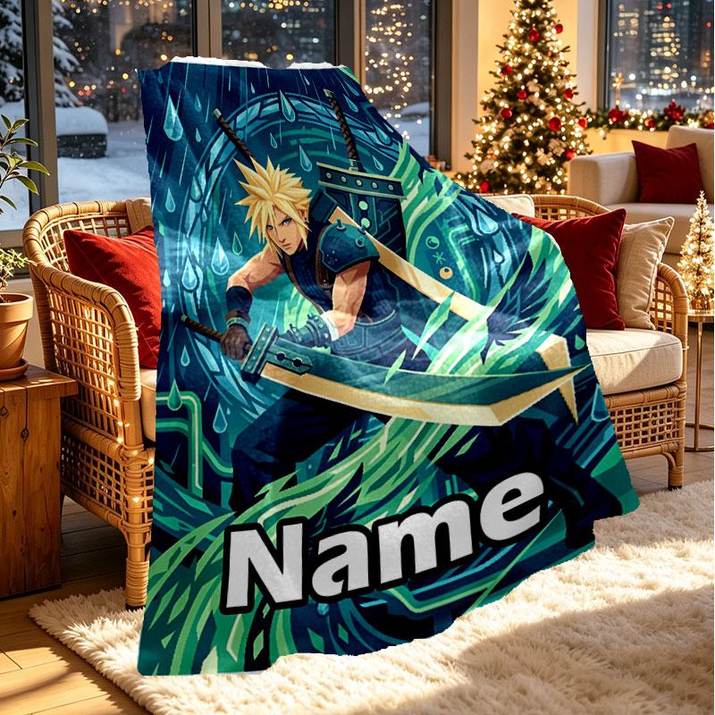 Custom Name Personalized Final Fantasy Print Blanket, Home Decor, Bedroom, Sofa, Camping, Couch, Gifts for Birthday Christmas
