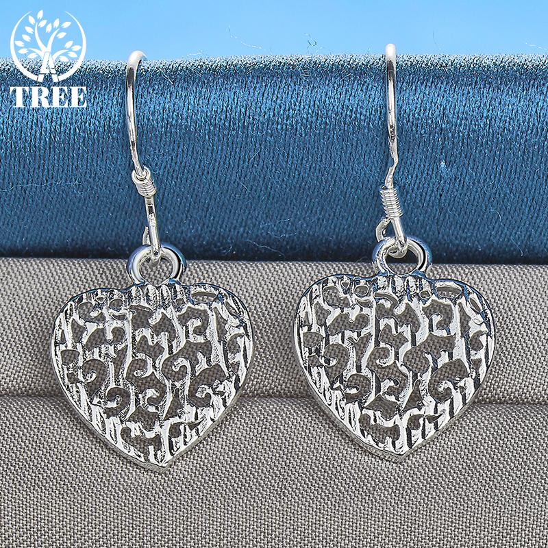 Ювелирные изделия из стерлингового серебра 925 пробы с полым узором в форме сердца