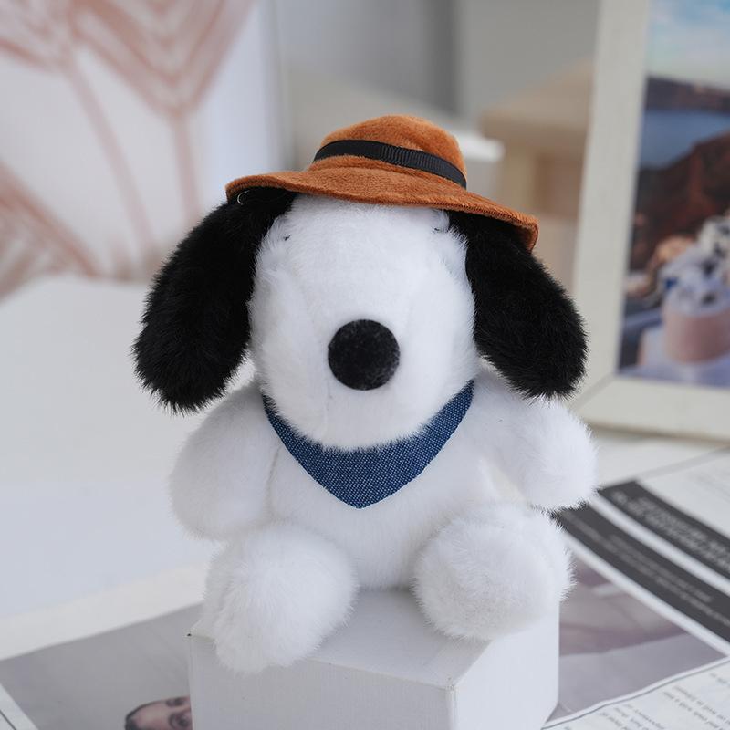 13cm Snoopy Plush Keychain Hat wearing Puppy Plush Toy Keychain Bag Charm gifts