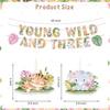 138pcs Young Wild and Three Party Decorations Plate, Safari Wild and Three Party Decorations Plate Napkins Tablecloth Banner for Jungle Young Wild