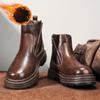 Зимние ботинки мужские из натуральной кожи в стиле ретро простые высокие повседневные ботинки на толстой подошве ботильоны