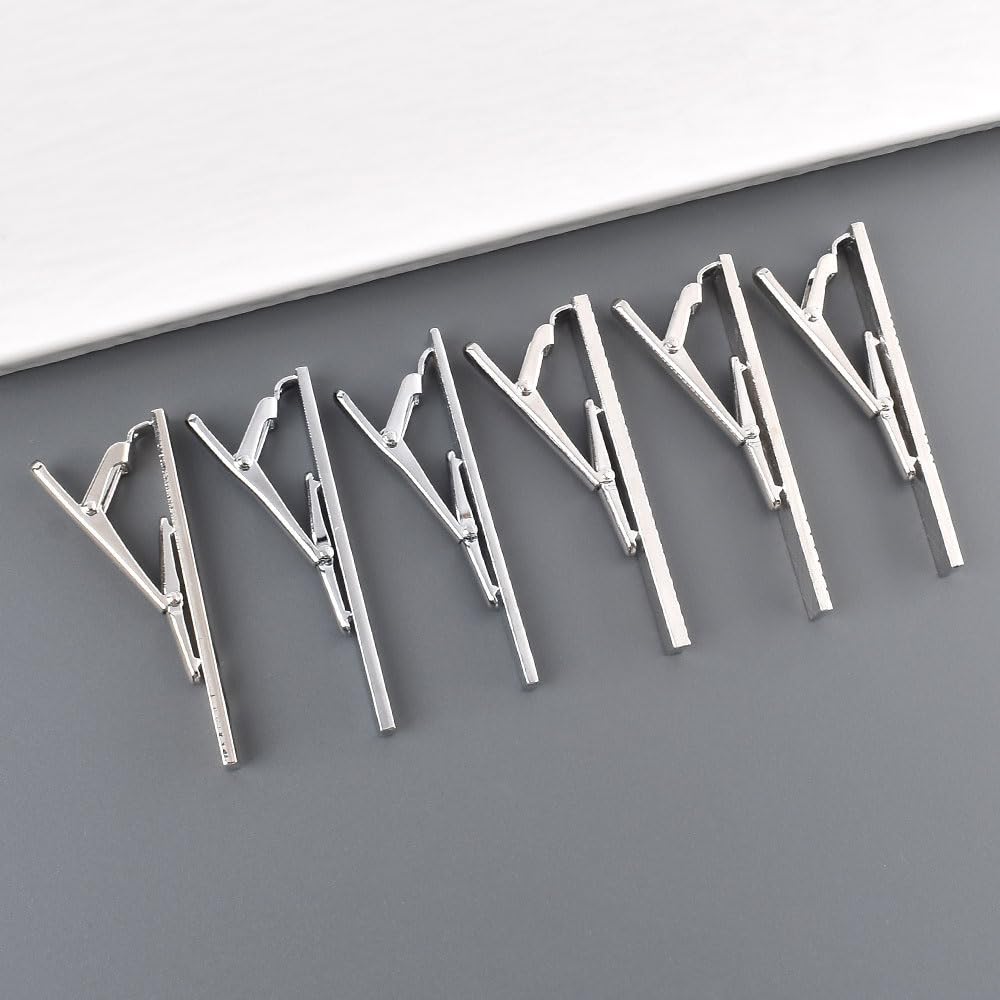Tie Clip Set of Copper Tie Clips with Exquisite Business Suit 6 Different Designs for Various Perfect for Job and Men's 6 Rectangular, Enamel-Coated,