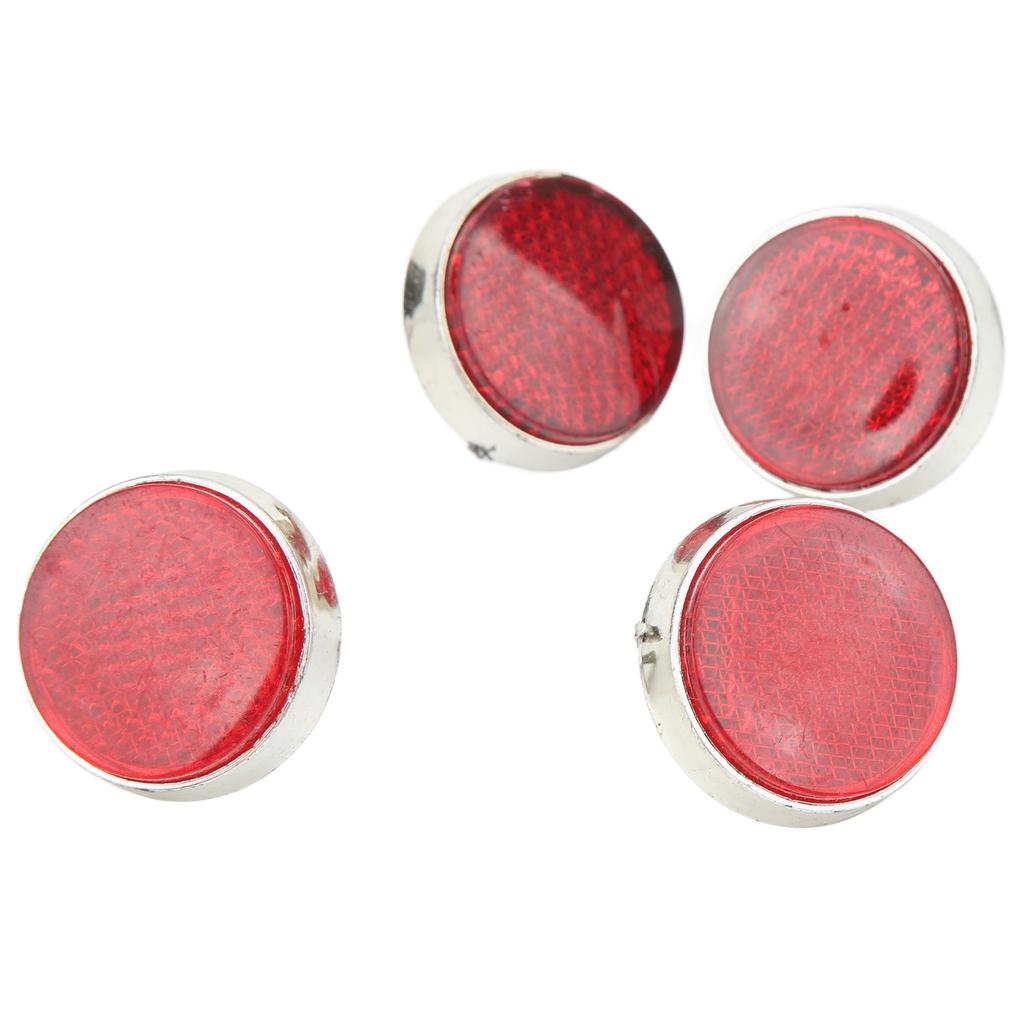 4Pcs Round Reflector 42mm High Brightness Waterproof Stylish Red Safety Reflector For M6 Thread Motorbike ATV Scooters