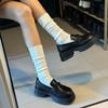 2025 Spring New Jk Uniform French Thick Heel Loafers Black Platform Jk Shoes British Style Uniform Small Leather Shoes