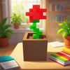 Pixel Rose Flower Decoration Unique 3D Printed Flower Plastic Flower Nightstands Desktops Office Desk Decor Furniture Decorations No Power Required