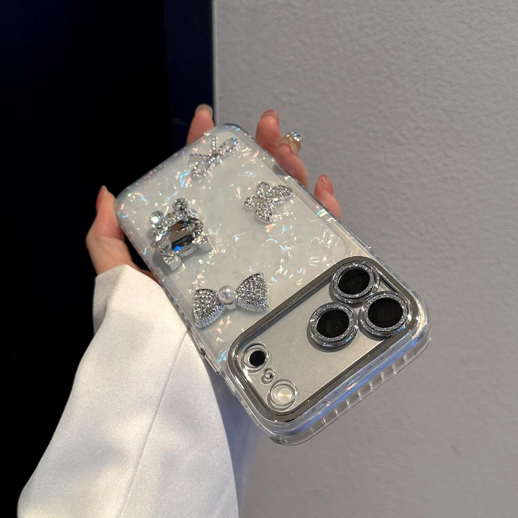 Красочный Пористый Чехол-Ракушка для Кошки с Алмазным Узором для iPhone 17 Pro Max/15 Pro