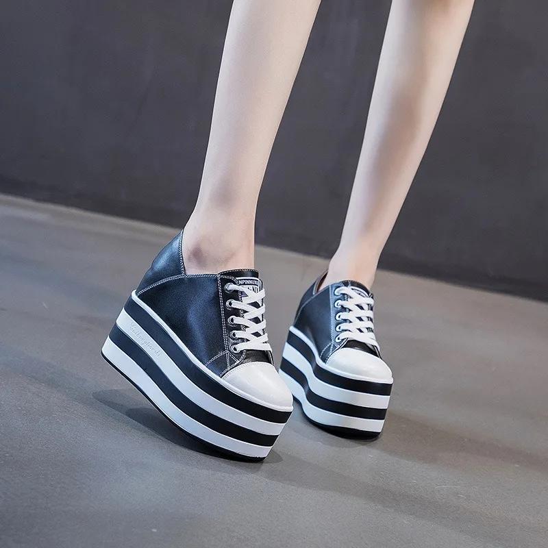 Fashion High Quality 12cm Platform Wedge Sneakers Shoes Slippers for Women Shoes Spring Autumn Breathable Summer Shoes Mules Breathable