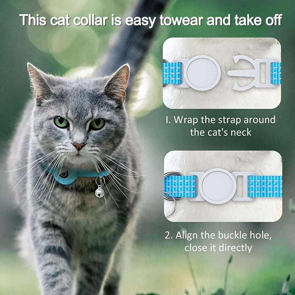Cat Adjustable Reflective For Apple Airtags Holder Tracker Box Pet Collar Anti-lost Collar