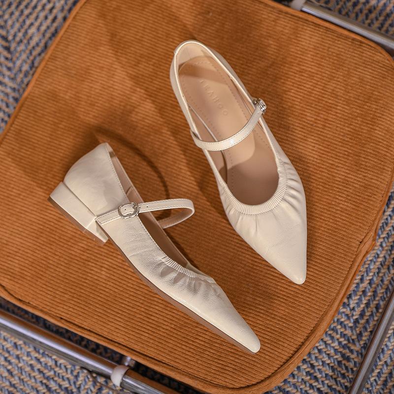 Pointed High Heels French Soft Sole Shoes Versatile Light Women's Shoes One-strap Shallow Mouth Mary Jane Shoes