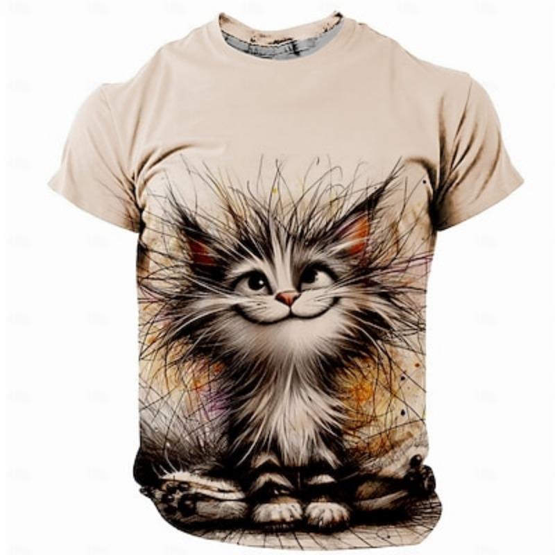 Футболка мужская с принтом Cat Funny Retro Vintage Casual 3D, футболка Street Casual Bar, футболка с коротким рукавом и круглым вырезом, одежда для весны и лета
