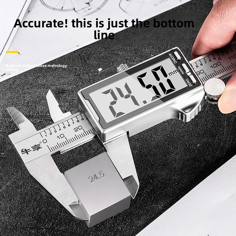 High Precision 0-150mm Digital Vernier Caliper - Stainless Steel Carbon Fiber Industrial Grade Watch LCD Display Tool