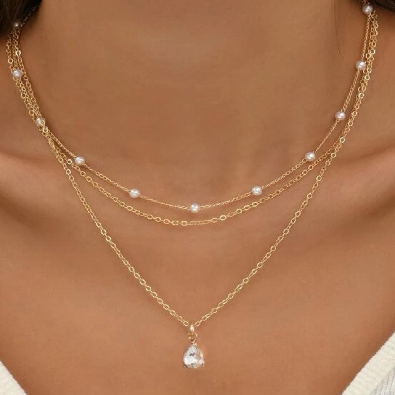 1 шт. Продается модный и минималистичный сверкающий кулон в виде креста с заклепками и двухслойным ожерельем из сплава