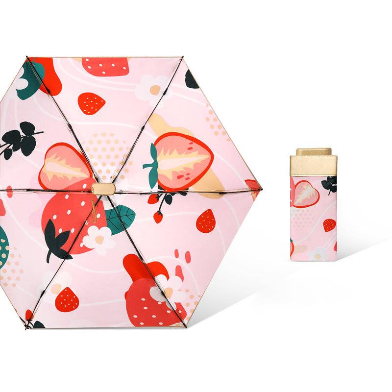 Small Fresh Portable Rain And Sun Anti-UV Umbrella Lady Chic Oil Painting Parasol Sunscreen Protection Mini Five-fold Umbrella