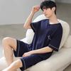 Fashion Homewear for Men Modal Sleepwear Short Sleeping Top & Shorts Pijamas Set Young Boy Nightwear Homme Lounge Set