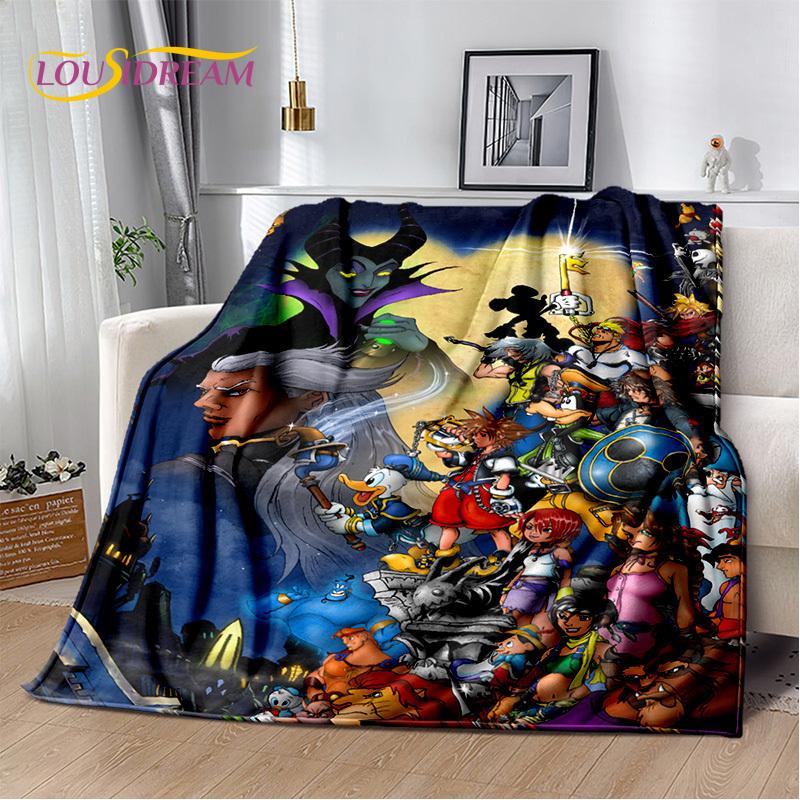 Cartoon Kingdom Hearts Games 3D Soft Flannel Blanket for Beds Bedroom Sofa Picnic,Throw Blanket for Cover Outdoors Leisure Gift