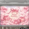 2D planar birthday party banner background - Pink romantic birthday theme featuring pink bows ribbons and gift boxes