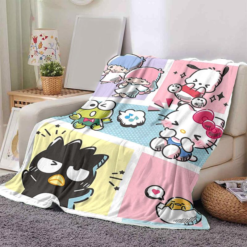 1pc Colorful Adventure with Music Hello Kitty Blanket, Home Decor, Gift Idea, Suitable for All Seasons,Living Room, Travel, Camping, Car Blankets, Bea